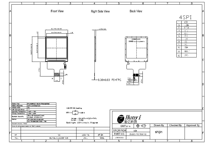 Mechanical Drawing LCM 1.3 Inch LCD Touch Screen 240*240 SPI IIC Interface ST7789 Controller